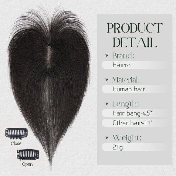 Hairpieces For Women Wispy Air Clip On Bangs Remy Short Black Lace Topper - Picture 7 of 8